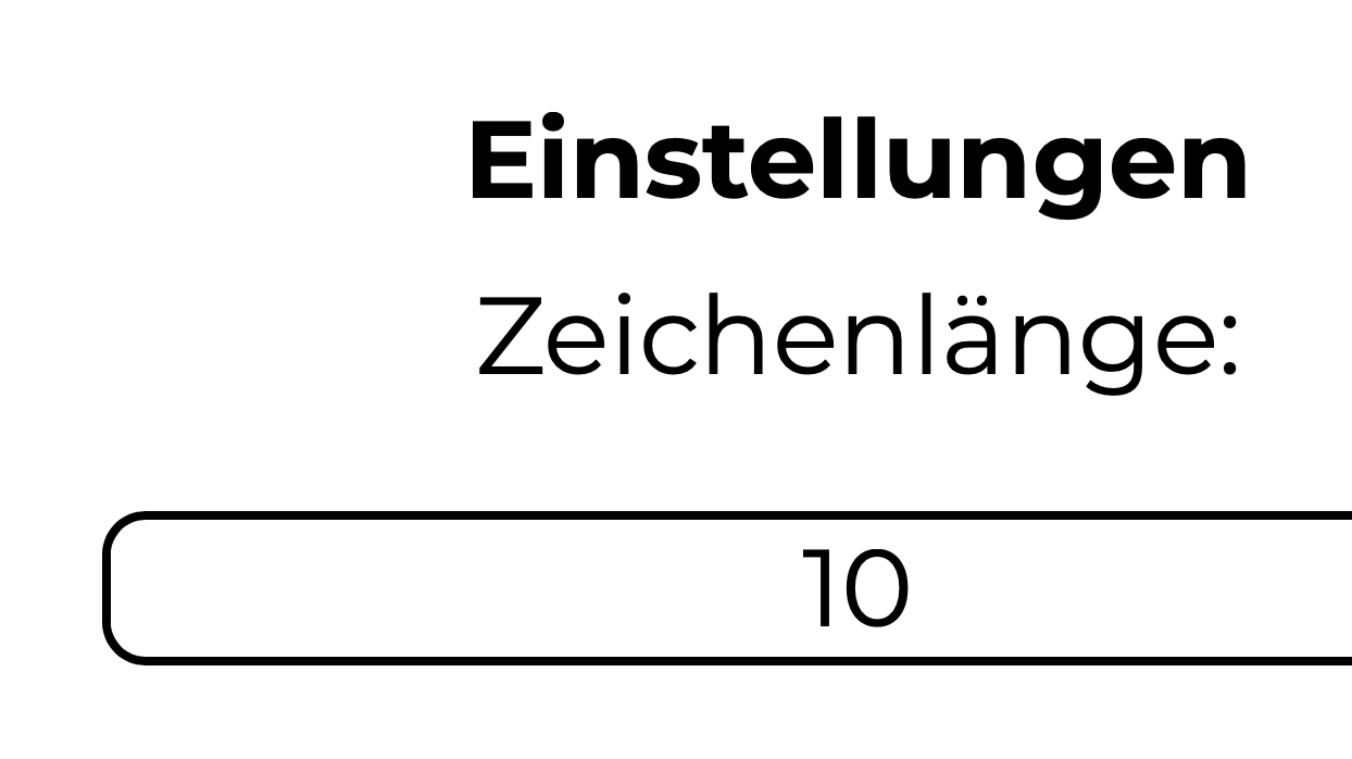 The settings of neverword. Showing the field for setting the custom word-length.